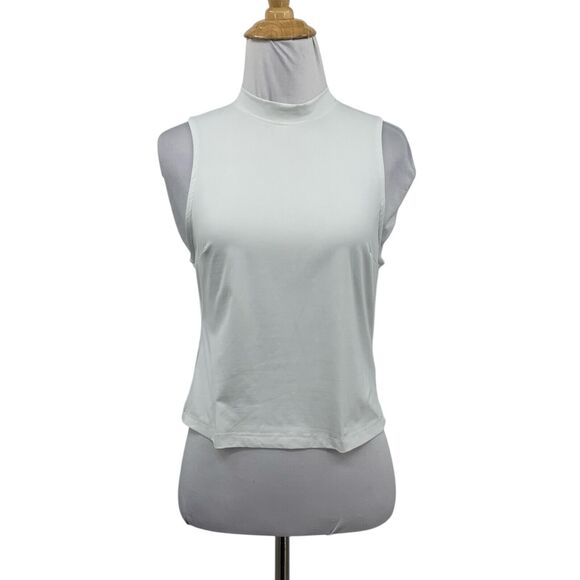 Carbon38 Tank Top Womens XS Extra Small Off White Mock Smooth Sleeveless Cropped - Picture 1 of 13
